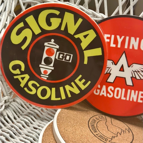 Vintage Retro Gasoline Station Ceramic Cork Backed Coasters by Quiet Mountain Co - Picture 2 of 8